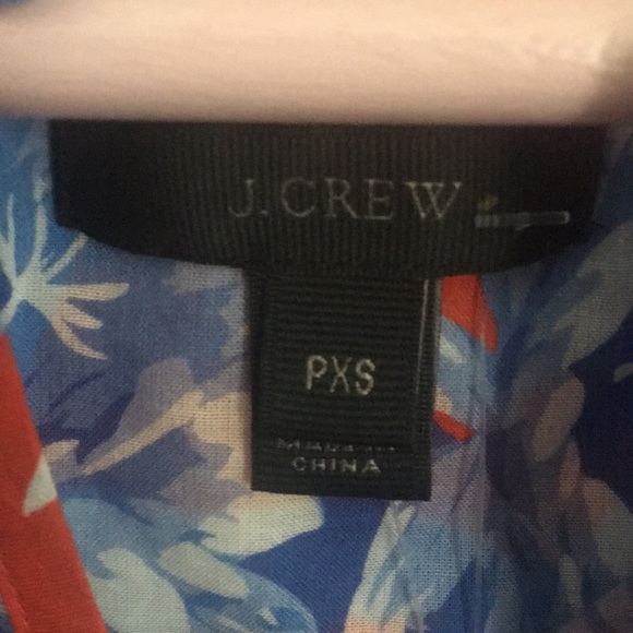 NWT J. Crew Ratti Red Orange & Light Blue Floral Blouse w/ Ruffle - XS P - Picture 11 of 12